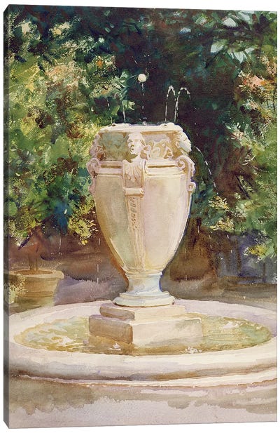 Vase Fountain, Pocantico  Canvas Art Print - John Singer Sargent 