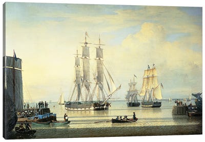 The 'William Lee' at the Mouth of the Humber Dock, Hull, or The Return of the 'William Lee', 1839  Canvas Art Print - Historical Art