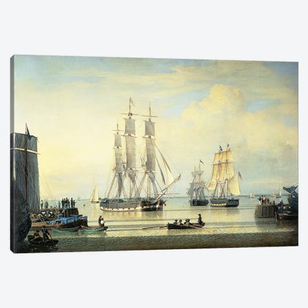 The 'William Lee' at the Mouth of the Humber Dock, Hull, or The Return of the 'William Lee', 1839  Canvas Print #BMN10833} by John Ward Canvas Art