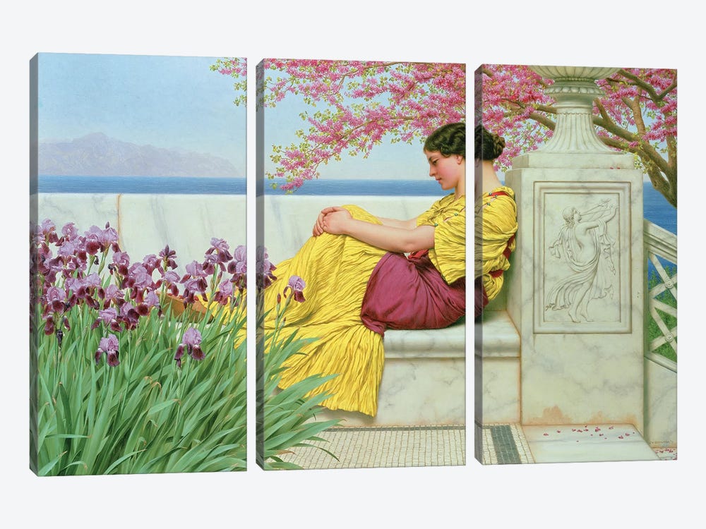 Under the Blossom that Hangs on the Bough, 1917  by John William Godward 3-piece Canvas Wall Art