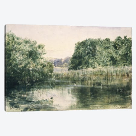 View of a Lake with Trees, 1857  Canvas Print #BMN10850} by John William Inchbold Canvas Artwork