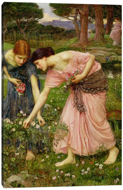 Gather Ye Rosebuds While Ye May', 1909  Canvas Art Print - John William Waterhouse