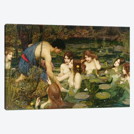 Hylas and the Nymphs, 1896  Canvas Print #BMN10856} by John William Waterhouse Art Print