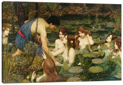 Hylas and the Nymphs, 1896  Canvas Art Print - Female Nude Art