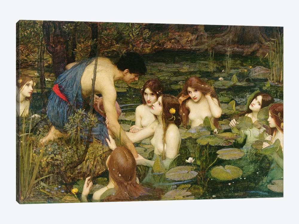 Hylas and the Nymphs, 1896  by John William Waterhouse 1-piece Canvas Wall Art