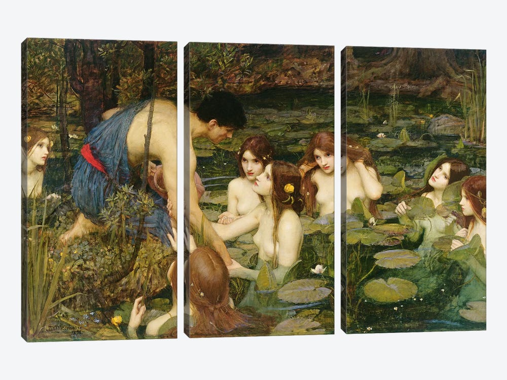Hylas and the Nymphs, 1896  by John William Waterhouse 3-piece Canvas Artwork