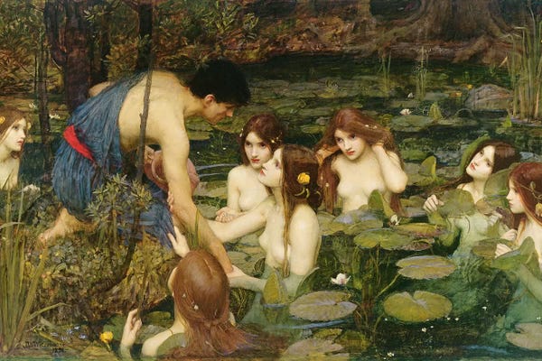 Pre-Raphaelite: Hylas and the Nymphs, 1896  by John William Waterhouse
