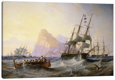 British Men O' War off Gibraltar, 1855  Canvas Art Print