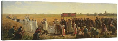The Blessing of the Wheat in the Artois, 1857  Canvas Art Print - Panoramic & Horizontal Wall Art
