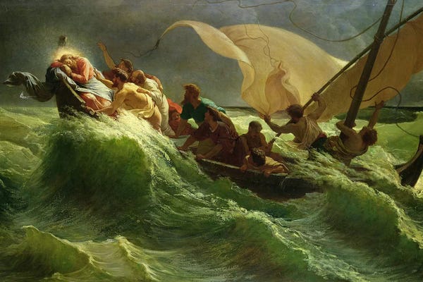 Green: Christ Asleep in his Boat  by Jules Joseph Meynier