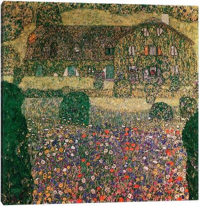 Country House By The Attersee, c.1914 Canvas Art Print - Gustav Klimt