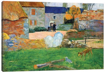 The Blue Roof or Pouldu Farm, 1890  Canvas Art Print - Paul Gauguin