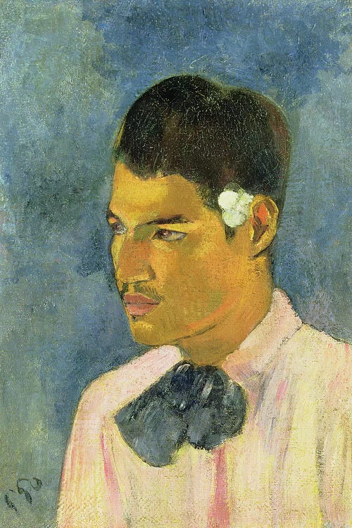 Young Man with a Flower Behind his Ear, 1891  by Paul Gauguin wall art