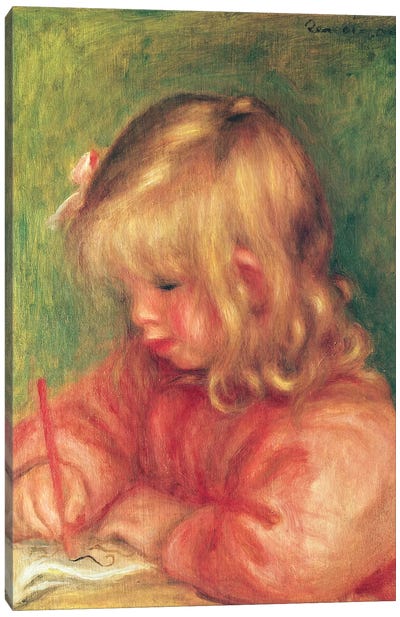 Child Drawing, 1905 Canvas Art Print - Pierre Auguste Renoir
