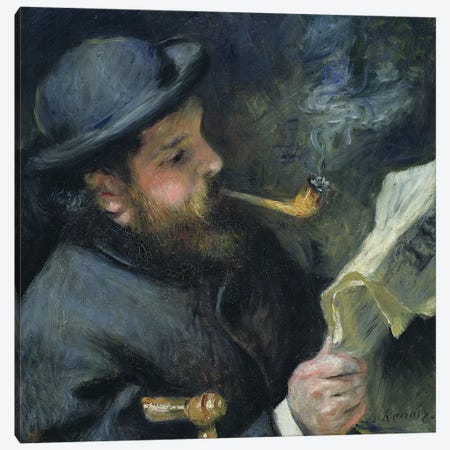 Claude Monet  reading a newspaper, 1872  Canvas Print #BMN10936} by Pierre Auguste Renoir Canvas Art