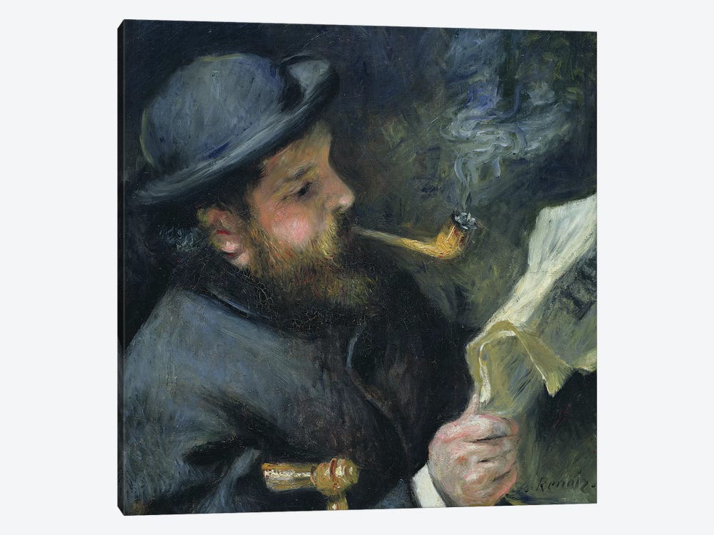 Claude Monet  reading a newspaper, 1872  by Pierre Auguste Renoir 1-piece Canvas Print