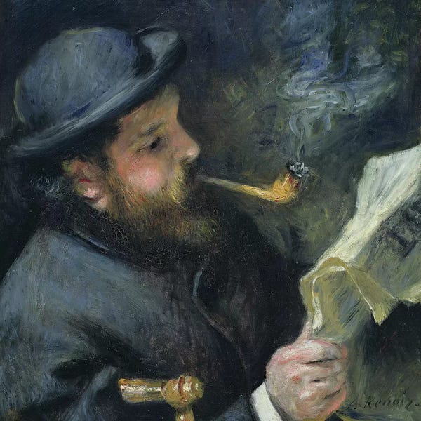 Impressionism: Claude Monet  reading a newspaper, 1872  by Pierre-Auguste Renoir