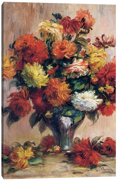 Dahlias Canvas Art Print - Pierre Auguste Renoir