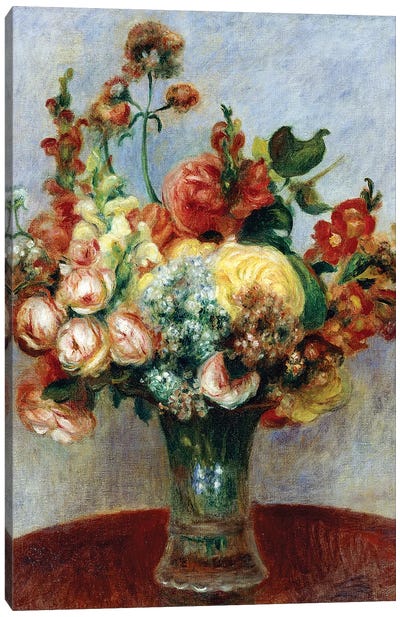 Flowers in a Vase Canvas Art Print - Pierre Auguste Renoir