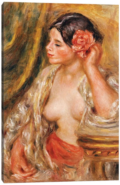 Gabrielle a sa Coiffure, 1910  Canvas Art Print - Pierre Auguste Renoir