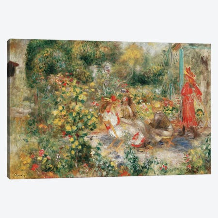 Girls in a Garden in Montmartre Canvas Print #BMN10947} by Pierre-Auguste Renoir Art Print