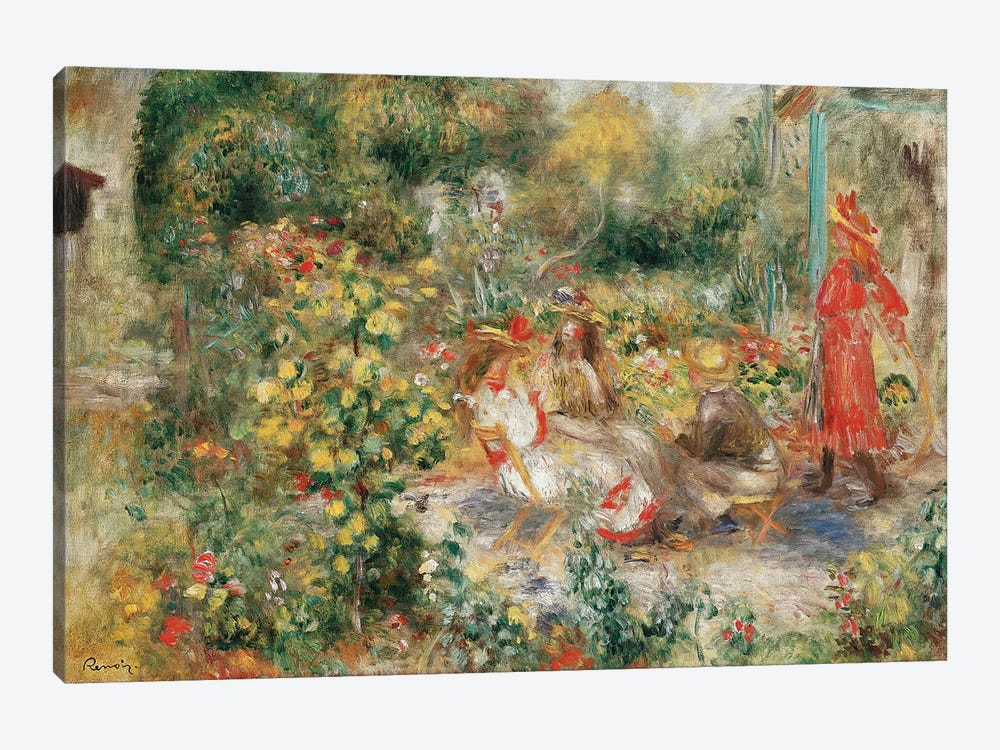 Girls in a Garden in Montmartre by Pierre-Auguste Renoir 1-piece Canvas Print