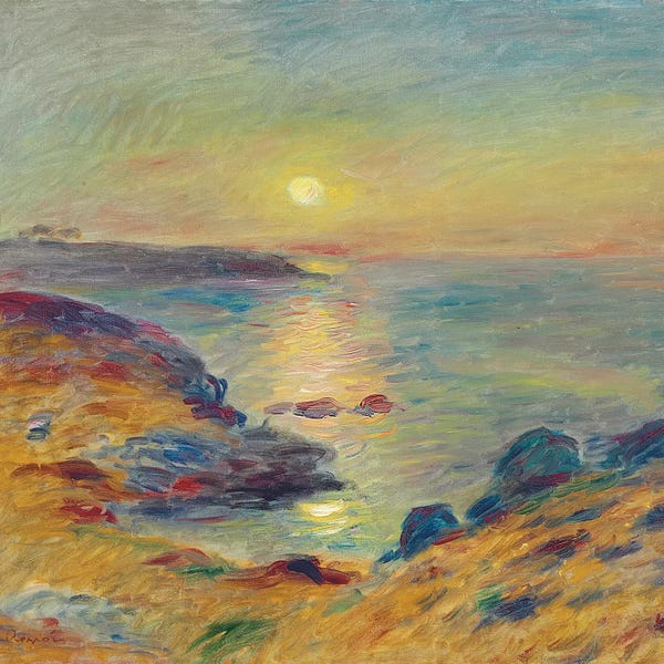 Impressionism: Sunset at Douarnenez, c. 1883  by Pierre-Auguste Renoir