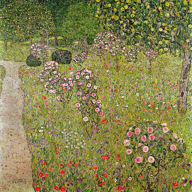 Orchard with roses