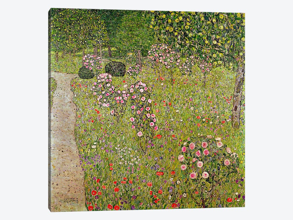 Orchard with roses by Gustav Klimt 1-piece Canvas Wall Art