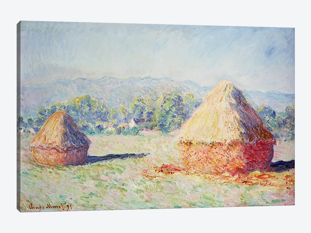 Haystacks in the Sun, Morning Effect, 1891 by Claude Monet 1-piece Canvas Art Print