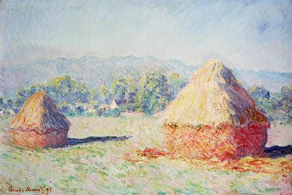 Villages & Towns: Haystacks in the Sun, Morning Effect, 1891 by Claude Monet