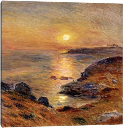 The Setting of the Sun at Douarnenez; Couche de Soleil a Douarnenez, 1883  Canvas Art Print - Impressionism Art
