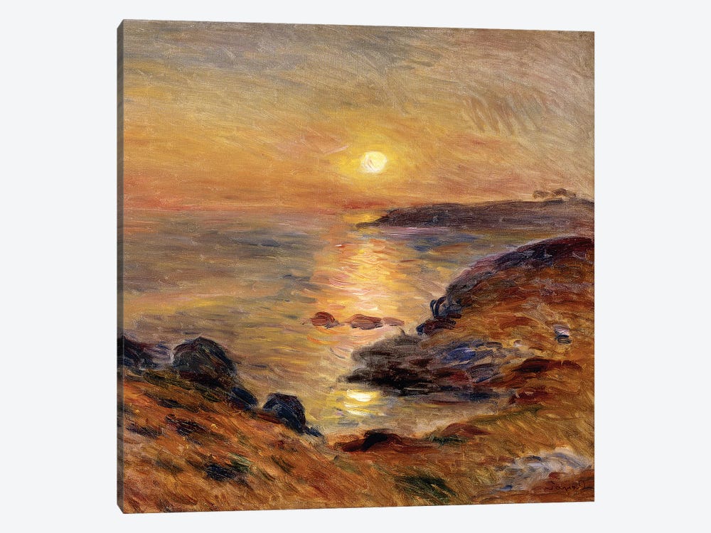 The Setting of the Sun at Douarnenez; Couche de Soleil a Douarnenez, 1883  by Pierre Auguste Renoir 1-piece Canvas Wall Art