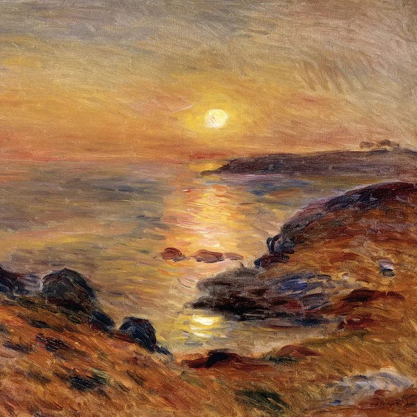 Impressionism: The Setting of the Sun at Douarnenez; Couche de Soleil a Douarnenez, 1883  by Pierre-Auguste Renoir