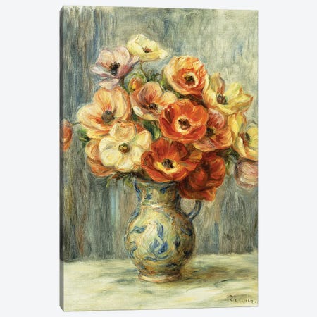 Vase d'Anemones,  Canvas Print #BMN10965} by Pierre-Auguste Renoir Canvas Art Print