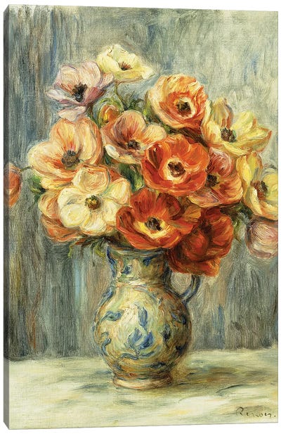Vase d'Anemones,  Canvas Art Print - Pierre Auguste Renoir