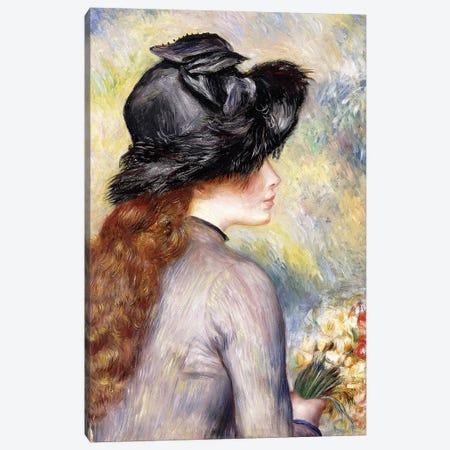Young Girl holding a Bouquet of Tulips Canvas Print #BMN10968} by Pierre-Auguste Renoir Canvas Wall Art