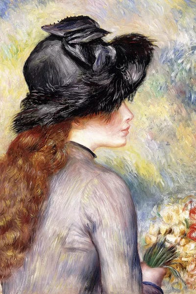 Impressionism: Young Girl holding a Bouquet of Tulips by Pierre-Auguste Renoir