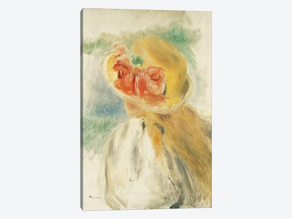Young Girl with Flowers in her Hat by Pierre Auguste Renoir 1-piece Canvas Print