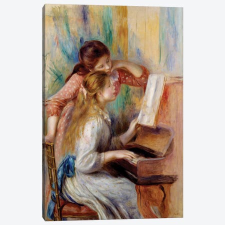 Young girls at the piano Preparatory study Canvas Print #BMN10970} by Pierre Auguste Renoir Canvas Art Print