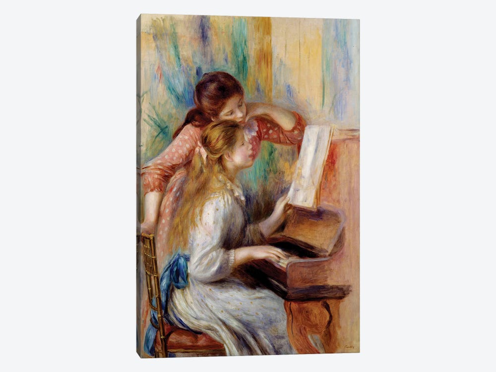 Young girls at the piano Preparatory study by Pierre Auguste Renoir 1-piece Art Print