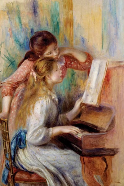 Pianos: Young girls at the piano Preparatory study by Pierre-Auguste Renoir