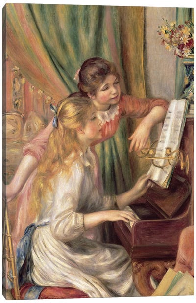 Young Girls at the Piano, 1892  Canvas Art Print - Child Portrait Art