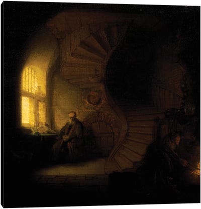 A philosopher in meditation  Canvas Art Print - Rembrandt van Rijn