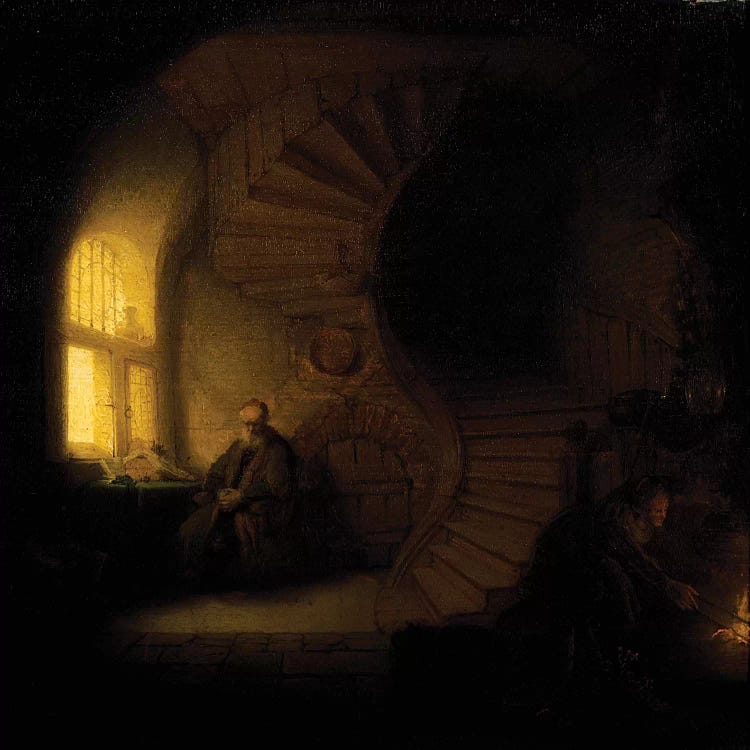 A philosopher in meditation  by Rembrandt van Rijn wall art
