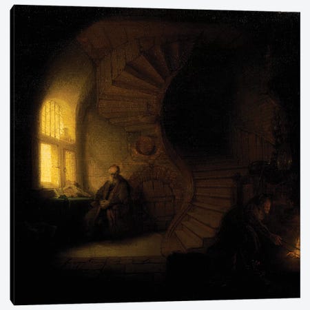 A philosopher in meditation  Canvas Print #BMN10975} by Rembrandt van Rijn Canvas Wall Art
