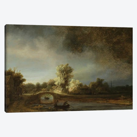 Landscape with a Stone Bridge, c.1638  Canvas Print #BMN10981} by Rembrandt van Rijn Canvas Artwork