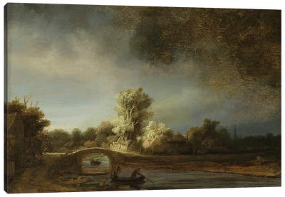 Landscape with a Stone Bridge, c.1638  Canvas Art Print - Dutch Golden Age Art