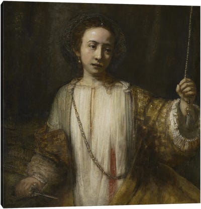 Lucretia, 1666  Canvas Art Print - Rembrandt van Rijn