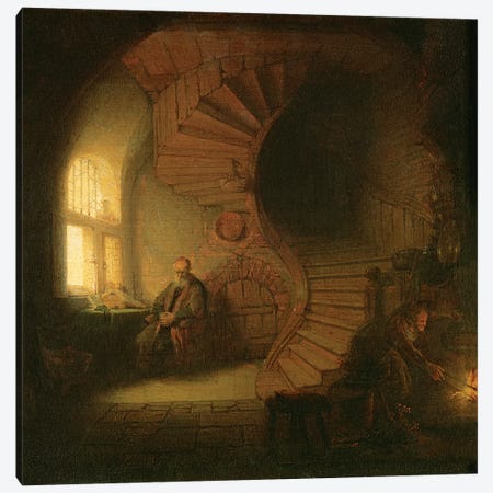 Philosopher in Meditation, 1632  Canvas Print #BMN10983} by Rembrandt van Rijn Canvas Art
